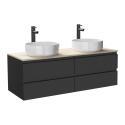 Ensemble meuble double vasque décor chêne 120 cm + 2 vasques