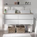Ensemble meuble double vasque décor chêne 120 cm + 2 vasques