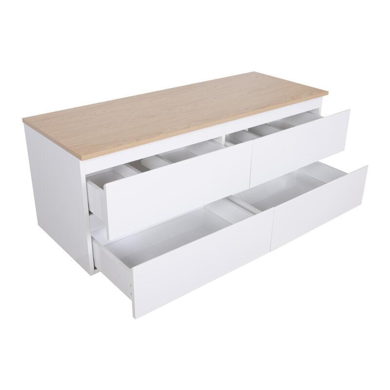 Ensemble meuble double vasque décor chêne 120 cm + 2 vasques