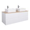 Ensemble meuble double vasque noir carbone 120 cm + 2 vasques + 2 robinets