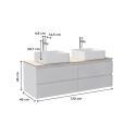 Ensemble meuble double vasque noir carbone 120 cm + 2 vasques + 2 robinets