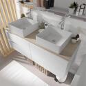 Ensemble meuble double vasque noir carbone 120 cm + 2 vasques + 2 robinets