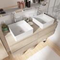 Ensemble meuble double vasque noir carbone 120 cm + 2 vasques + 2 robinets