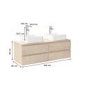 Ensemble meuble double vasque noir carbone 120 cm + 2 vasques + 2 robinets