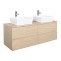 Ensemble meuble double vasque noir carbone 120 cm + 2 vasques + 2 robinets