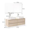 Ensemble meuble double vasque blanc 120 cm + 2 vasques + 2 miroirs + 2 robinets