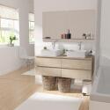 Ensemble meuble double vasque blanc 120 cm + 2 vasques + 2 miroirs + 2 robinets