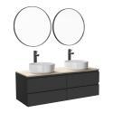 Ensemble meuble double vasque blanc 120 cm + 2 vasques + 2 miroirs + 2 robinets