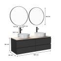 Ensemble meuble double vasque blanc 120 cm + 2 vasques + 2 miroirs + 2 robinets