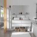 Ensemble meuble double vasque décor chêne 120 cm + 2 vasques + 2 miroirs + 2 robinets + colonne