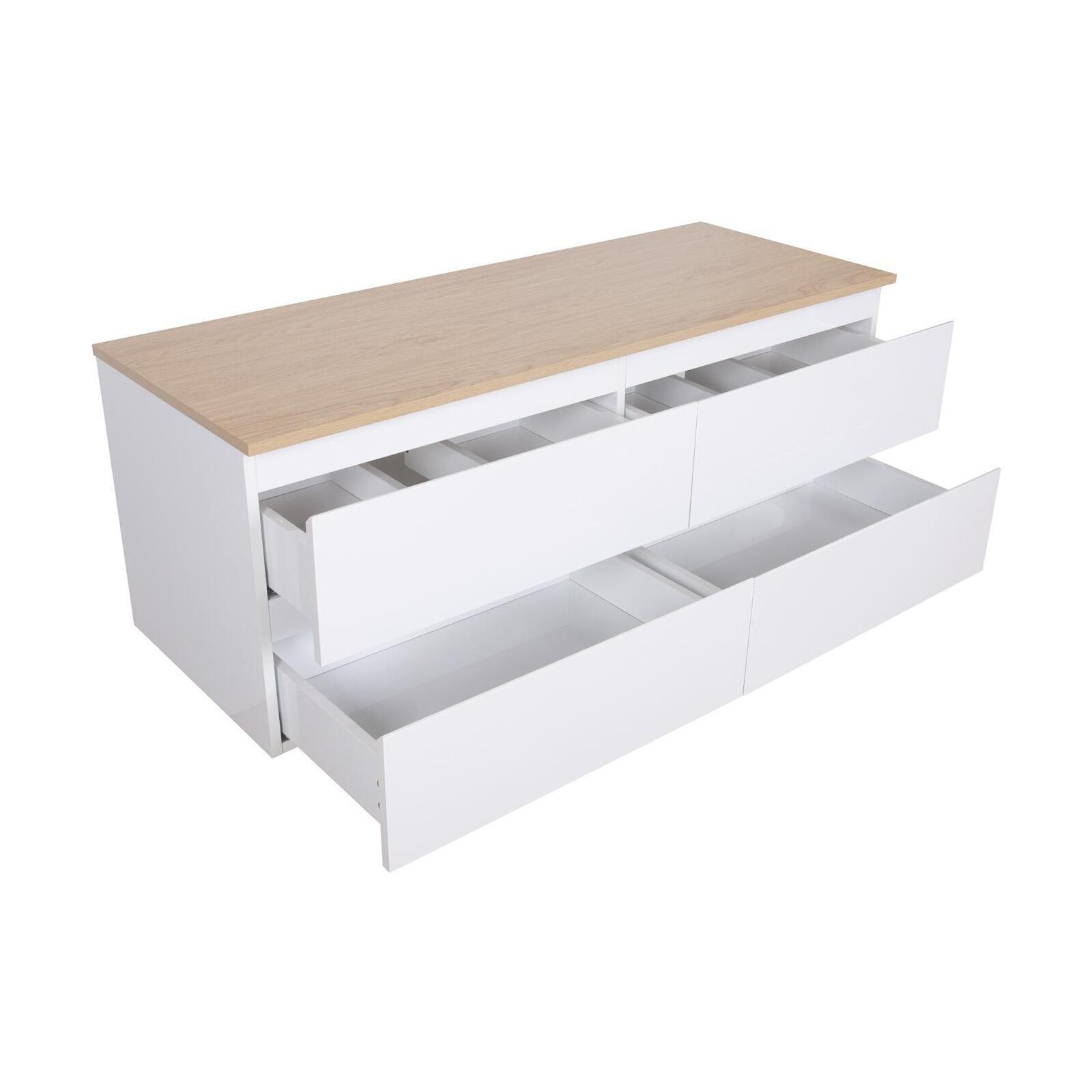 Ensemble meuble double vasque décor chêne 120 cm  + 2 vasques + 2 miroirs + 2 robinets + colonne