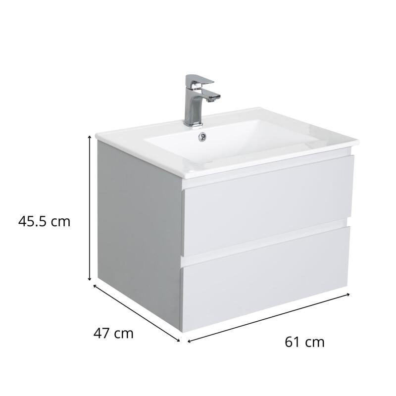 Meuble simple vasque décor chêne  60cm + vasque