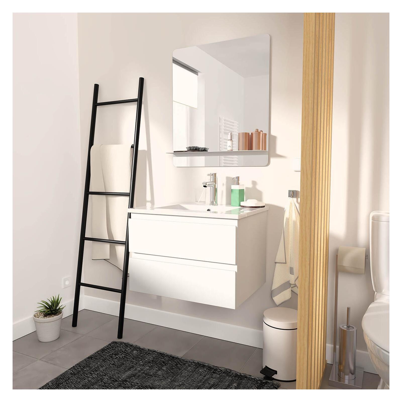 Meuble simple vasque décor chêne  60cm + vasque