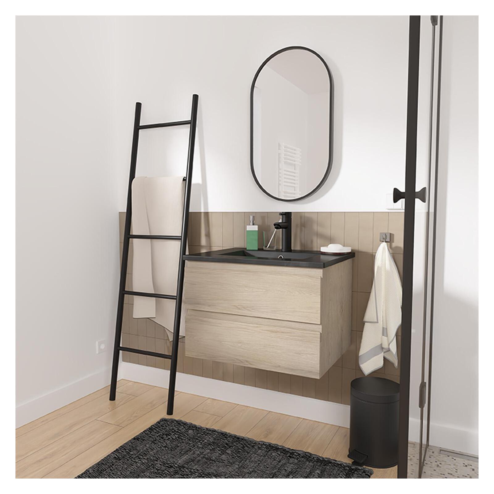 Meuble simple vasque décor chêne  60cm + vasque