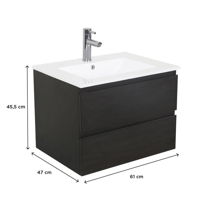 Meuble simple vasque décor chêne  60cm + vasque