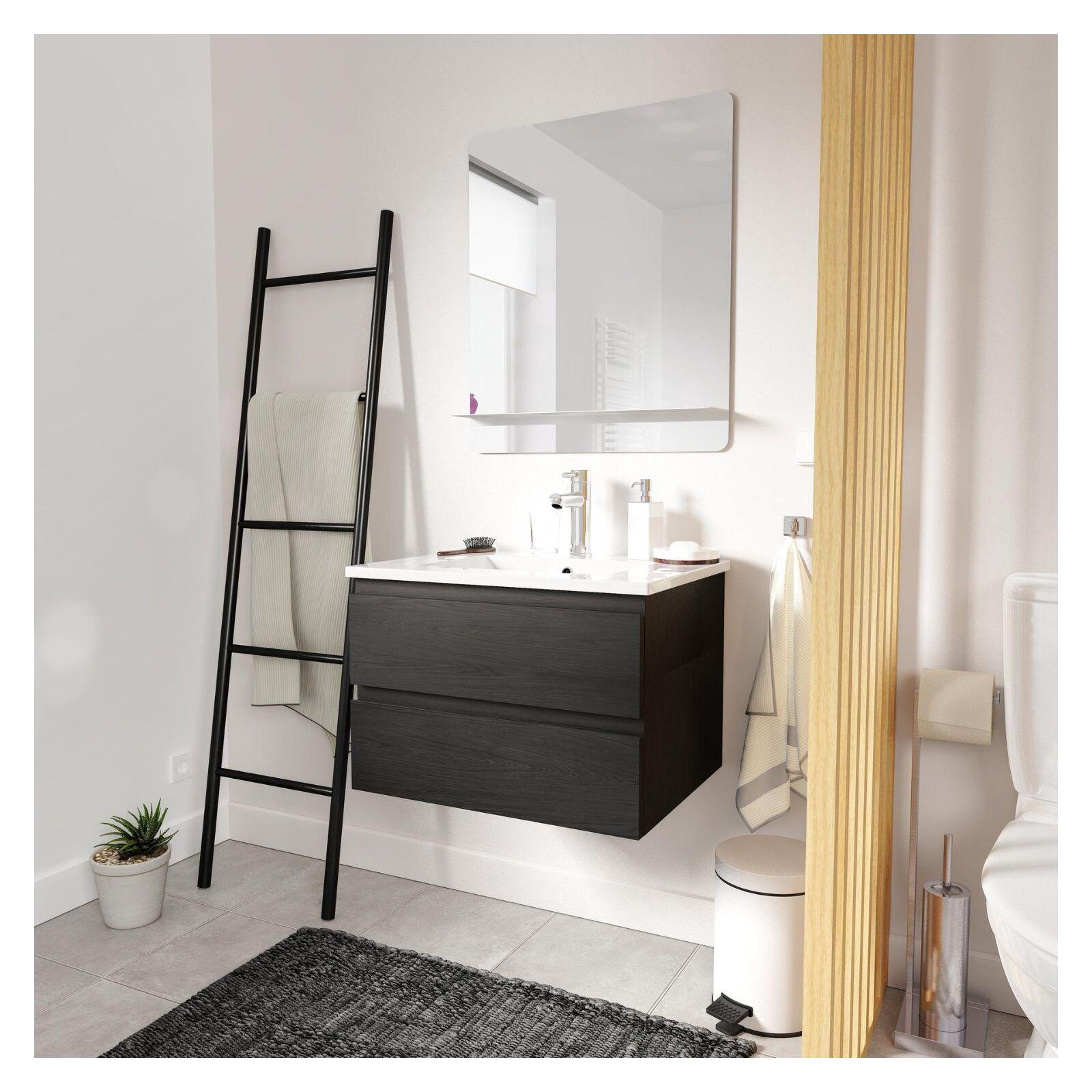 Meuble simple vasque décor chêne  60cm + vasque