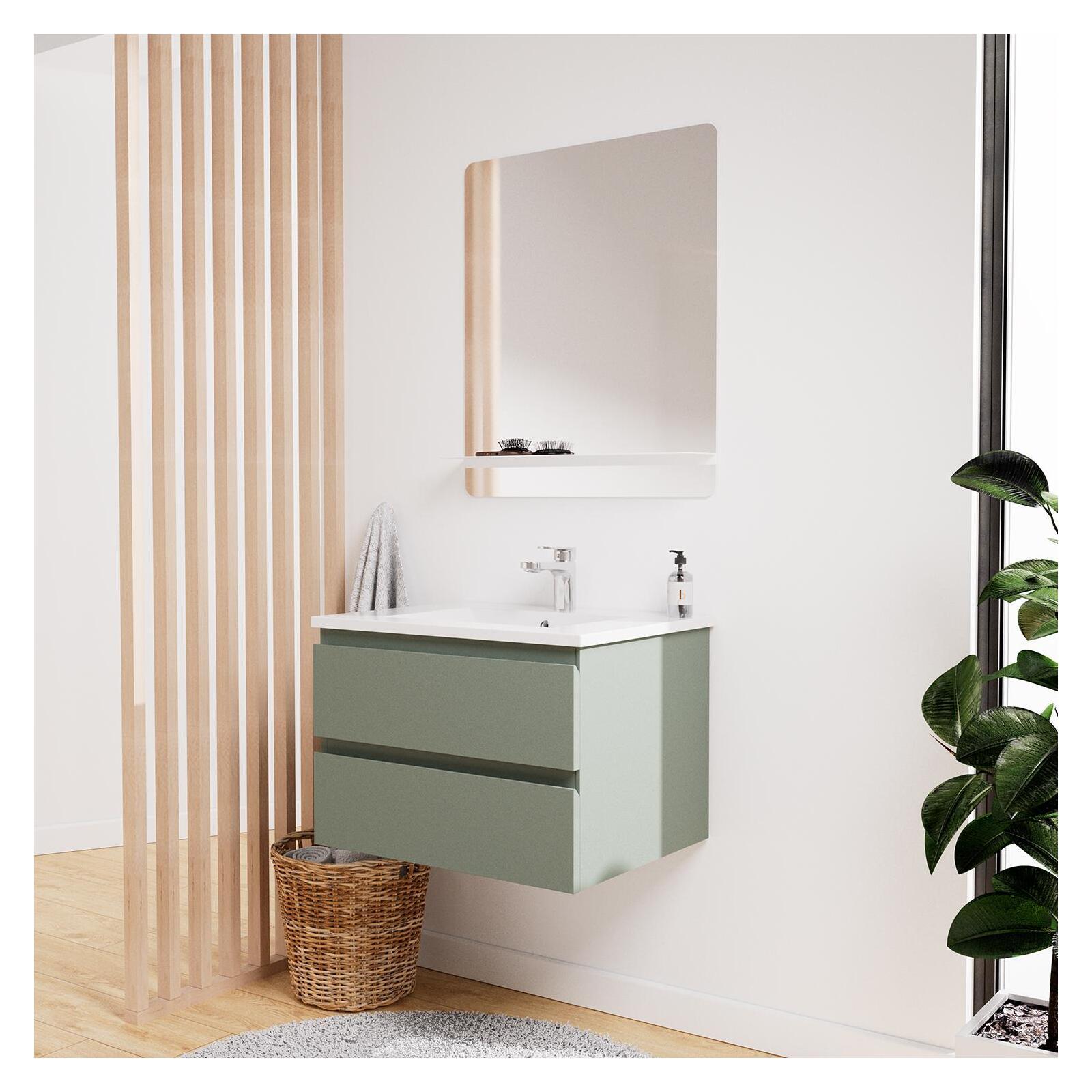 Meuble simple vasque décor chêne  60cm + vasque