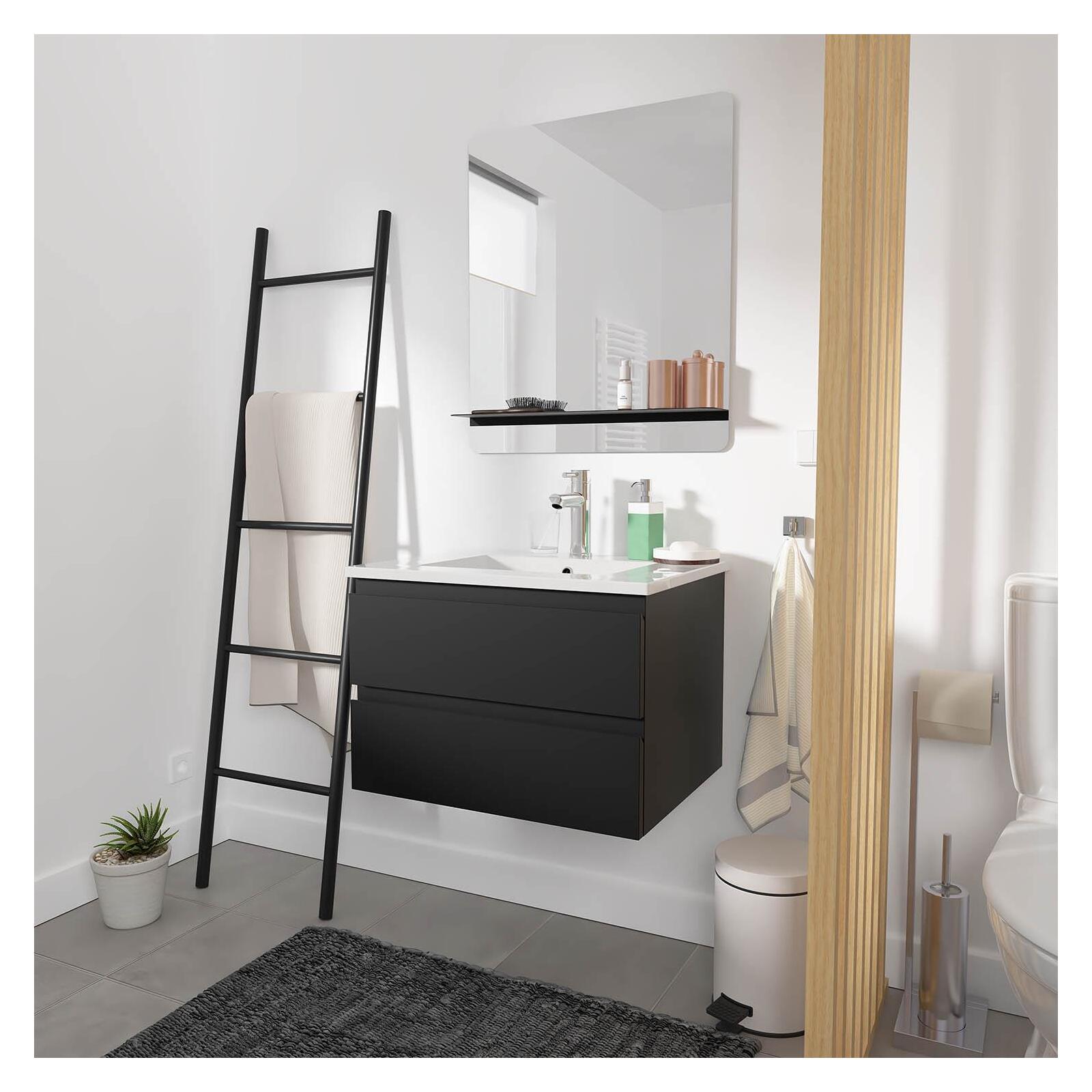 Meuble simple vasque décor chêne  60cm + vasque