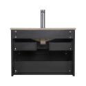 Ensemble meuble simple vasque décor chêne carbone 60cm + vasque + robinet
