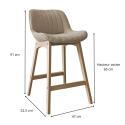 Lot de chaises d'îlot et bar en chêne et assise tissu bouclette 65cm