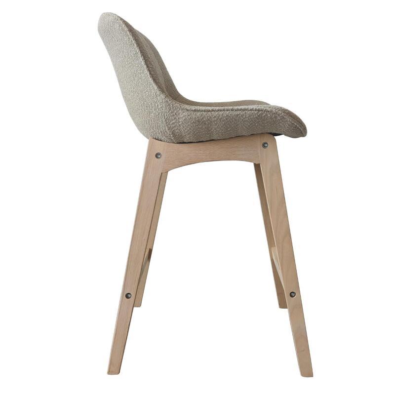 Lot de chaises d'îlot et bar en chêne et assise tissu bouclette 65cm