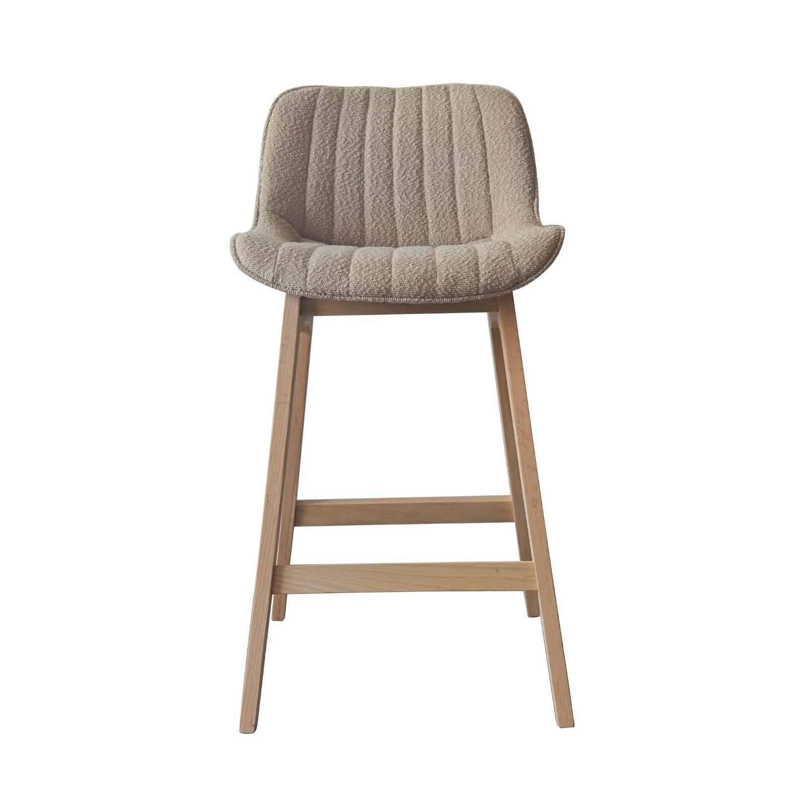 Lot de chaises d'îlot et bar en chêne et assise tissu bouclette 65cm
