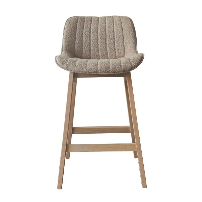 Lot de chaises d'îlot et bar en chêne et assise tissu bouclette 65cm