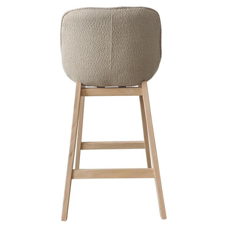 Lot de chaises d'îlot et bar en chêne et assise tissu bouclette 65cm