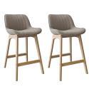 Lot de chaises d'îlot et bar en chêne et assise tissu bouclette 65cm