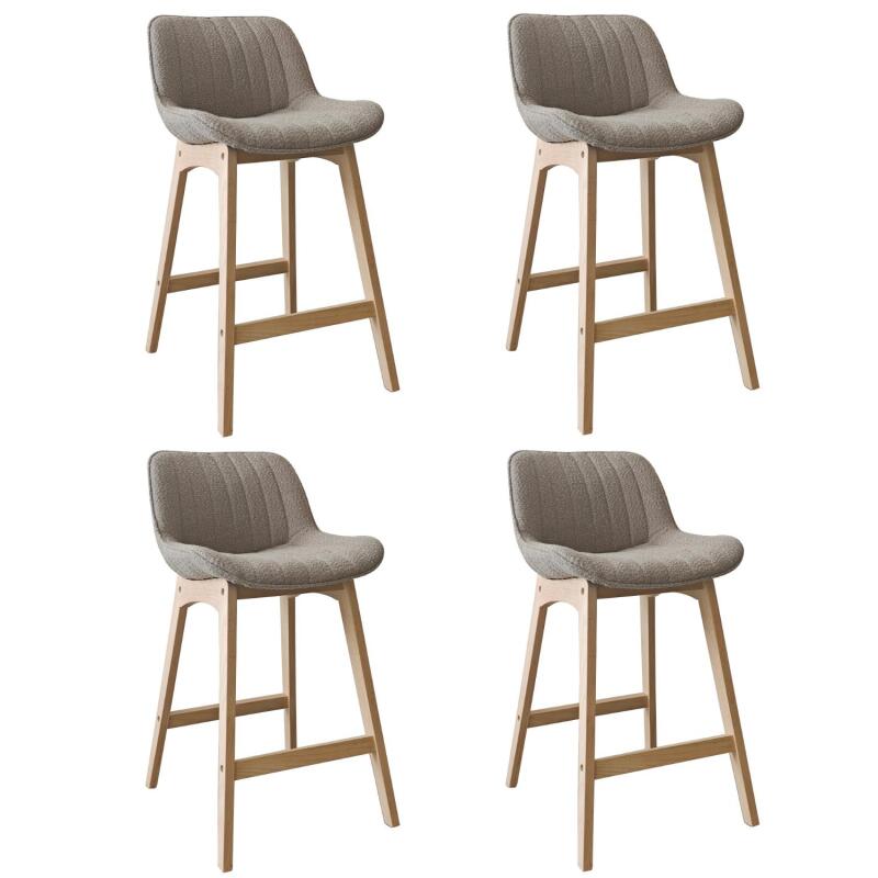 Lot de chaises d'îlot et bar en chêne et assise tissu bouclette 65cm