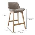 Lot de chaises d'îlot et bar en chêne et assise tissu bouclette 65cm