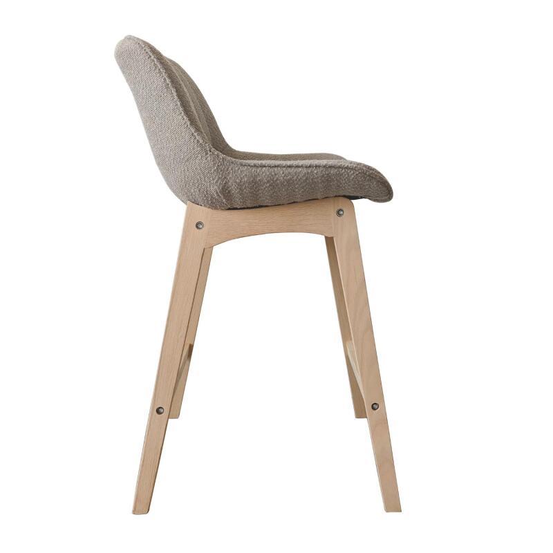 Lot de chaises d'îlot et bar en chêne et assise tissu bouclette 65cm