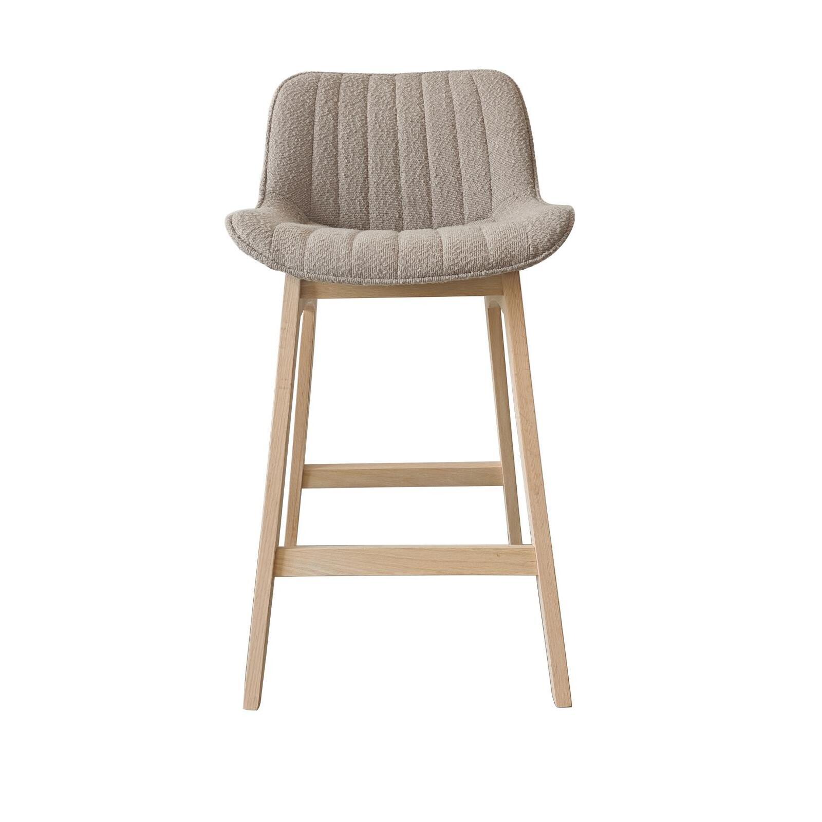 Lot de chaises d'îlot et bar en chêne et assise tissu bouclette 65cm