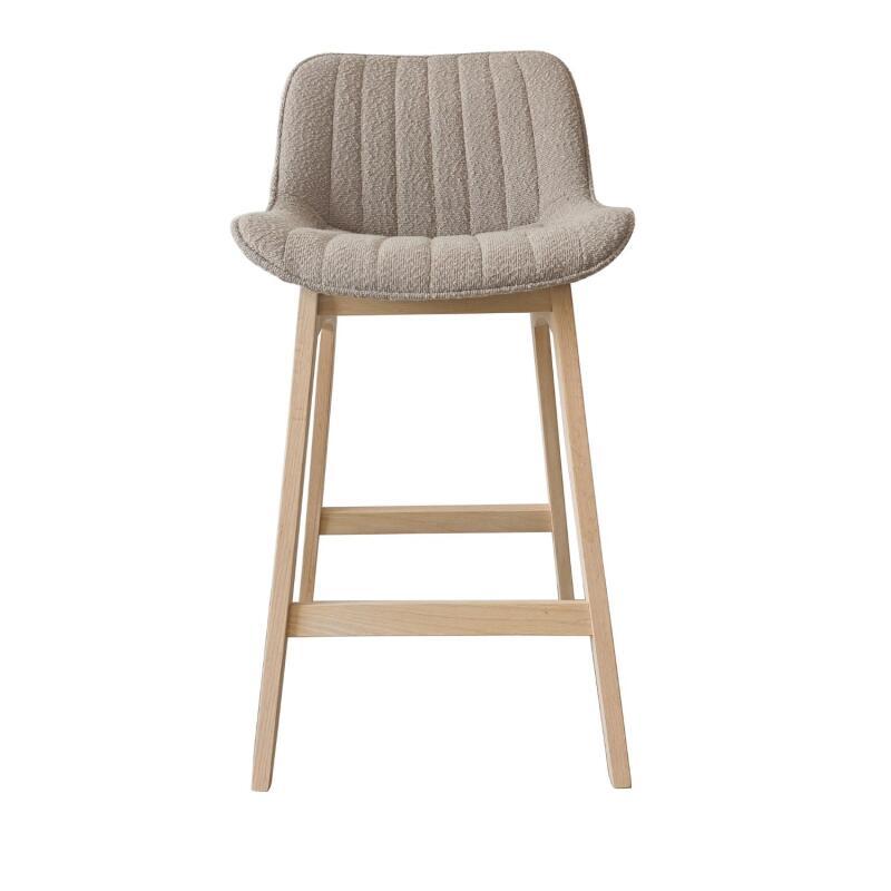 Lot de chaises d'îlot et bar en chêne et assise tissu bouclette 65cm