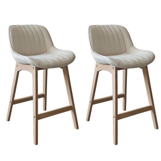 Lot de chaises d'îlot et bar en chêne et assise tissu velours côtelé 65cm
