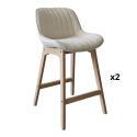 Lot de chaises d'îlot et bar en chêne et assise tissu velours côtelé 65cm