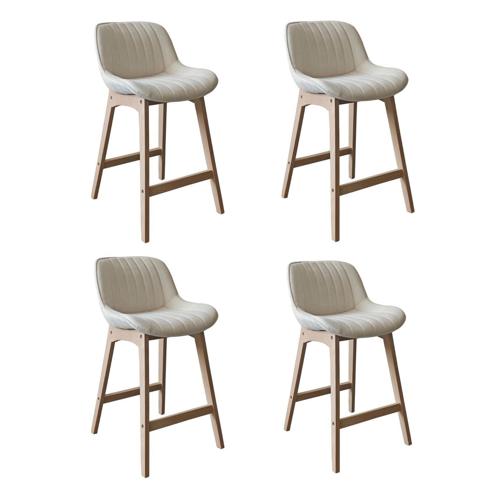 Lot de chaises d'îlot et bar en chêne et assise tissu velours côtelé 65cm