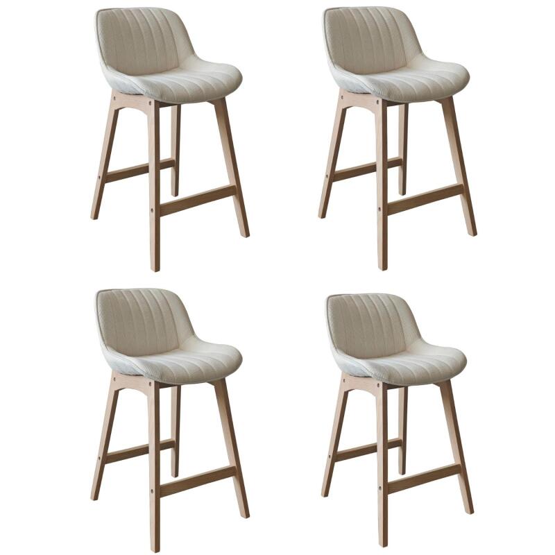 Lot de chaises d'îlot et bar en chêne et assise tissu velours côtelé 65cm