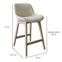 Lot de chaises d'îlot et bar en chêne et assise tissu velours côtelé 65cm