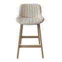 Lot de chaises d'îlot et bar en chêne et assise tissu velours côtelé 65cm