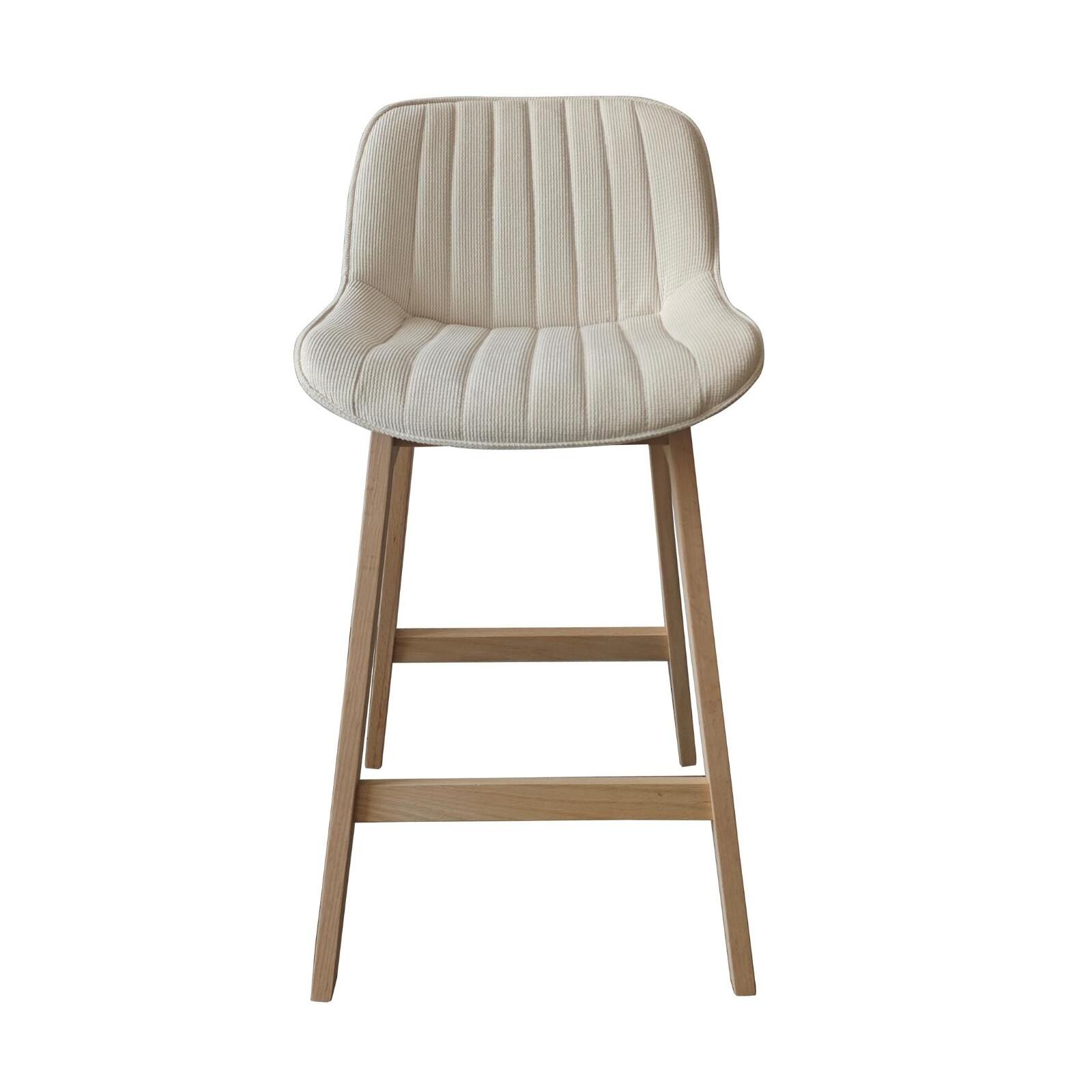 Lot de chaises d'îlot et bar en chêne et assise tissu velours côtelé 65cm