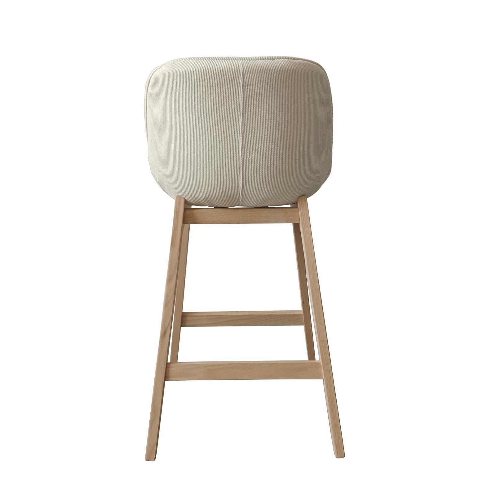 Lot de chaises d'îlot et bar en chêne et assise tissu velours côtelé 65cm