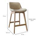 Lot de chaises d'îlot et bar en chêne et assise tissu velours côtelé 65cm