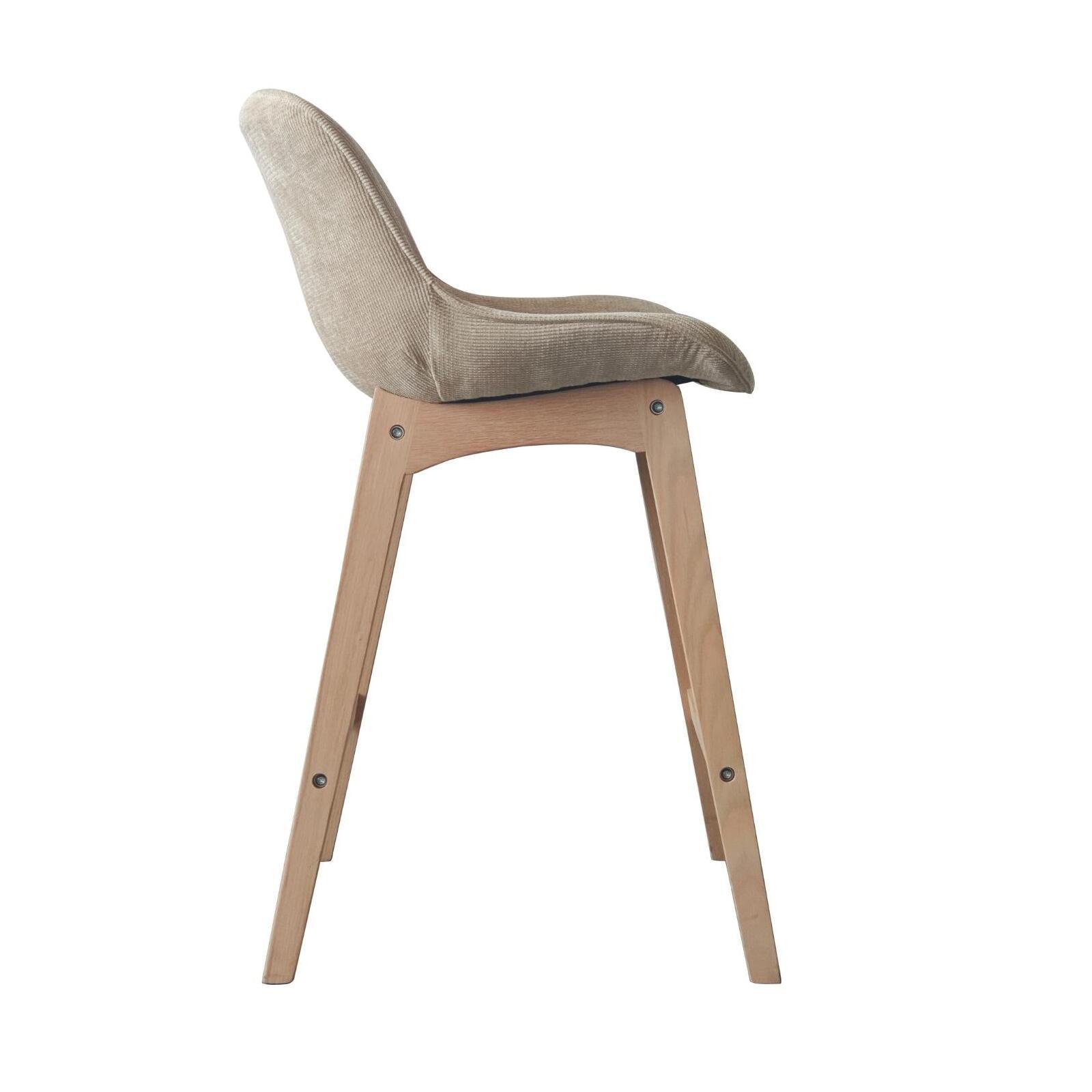 Lot de chaises d'îlot et bar en chêne et assise tissu velours côtelé 65cm