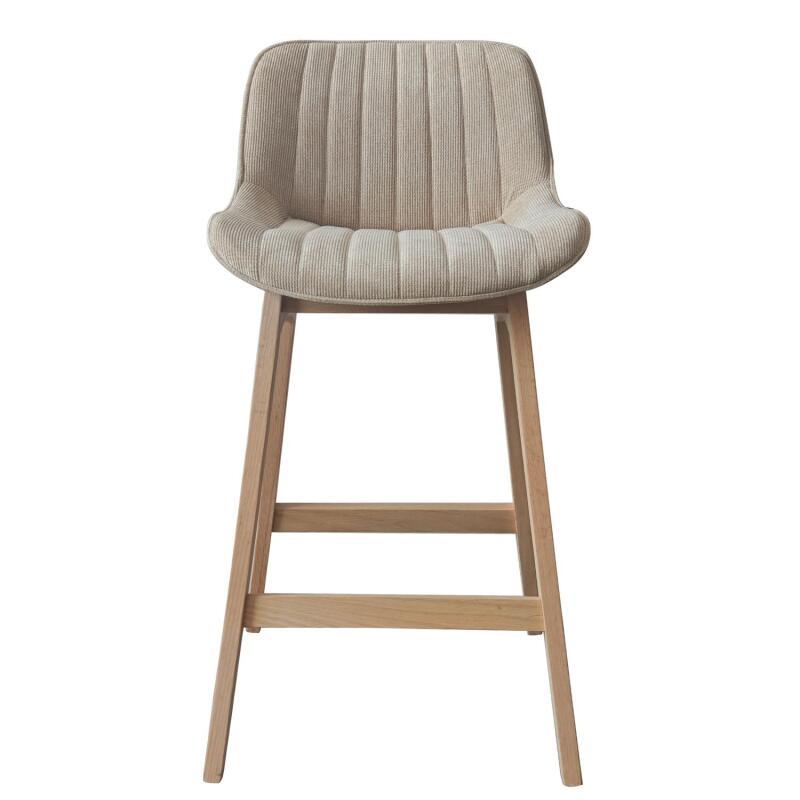 Lot de chaises d'îlot et bar en chêne et assise tissu velours côtelé 65cm