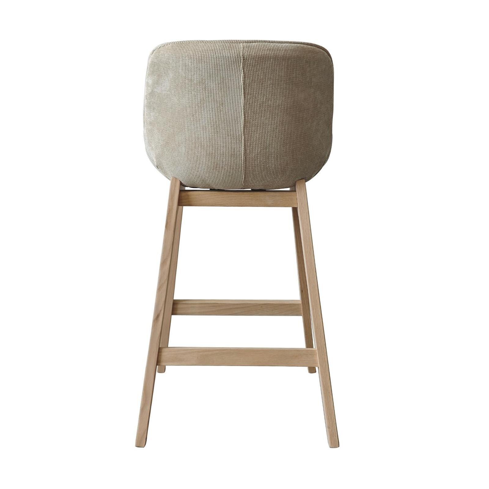 Lot de chaises d'îlot et bar en chêne et assise tissu velours côtelé 65cm