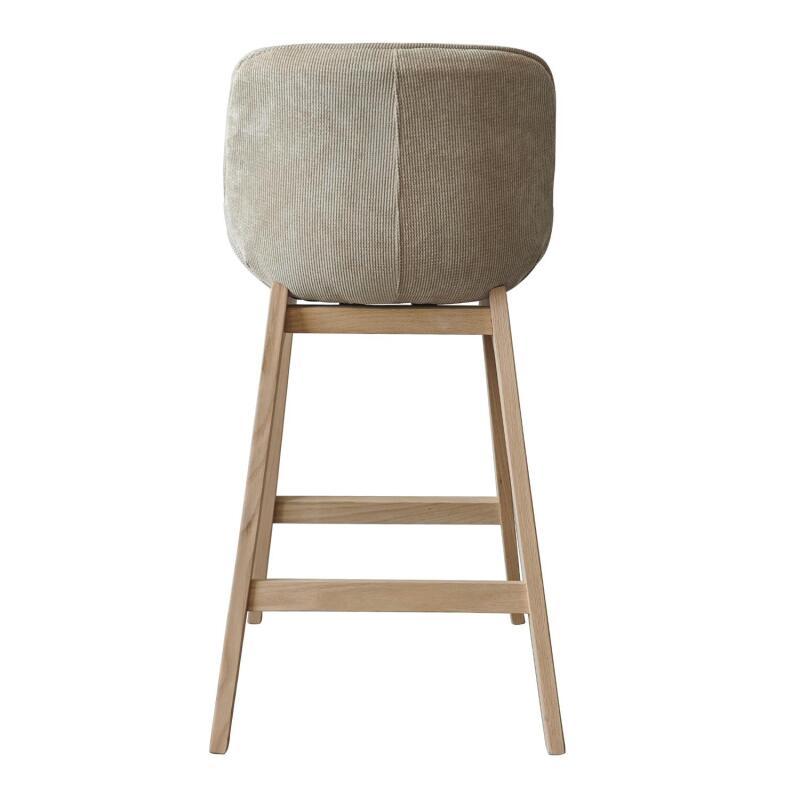 Lot de chaises d'îlot et bar en chêne et assise tissu velours côtelé 65cm