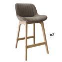 Lot de chaises d'îlot et bar en chêne et assise tissu velours côtelé 65cm