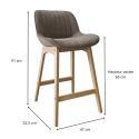 Lot de chaises d'îlot et bar en chêne et assise tissu velours côtelé 65cm