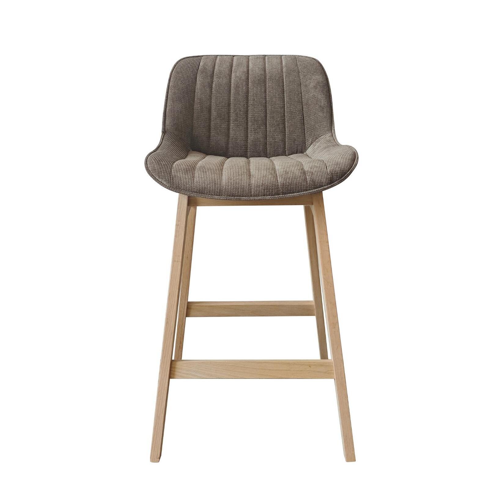 Lot de chaises d'îlot et bar en chêne et assise tissu velours côtelé 65cm